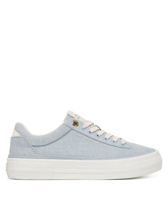 Zdjęcie produktu Sneakersy Tommy Hilfiger Th Foxing Platform Washed Canvas FW0FW09172 Błękitny Niebieski jasny