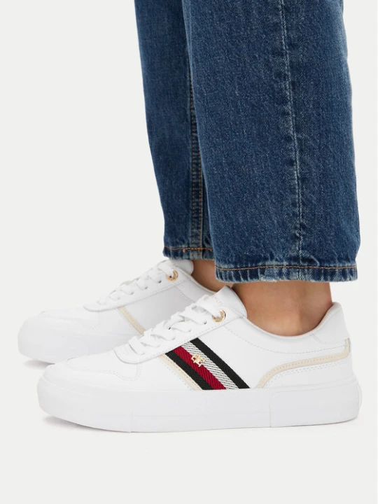 Zdjęcie produktu Sneakersy Tommy Hilfiger Th Platform Vulc Leather FW0FW09603 Biały