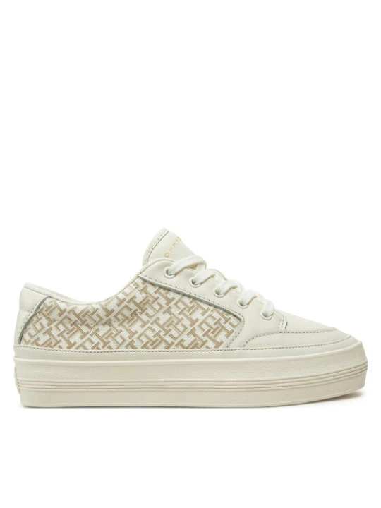 Zdjęcie produktu Sneakersy Tommy Hilfiger Vulc Leather Sneaker Monogram FW0FW08331 Écru Kremowy