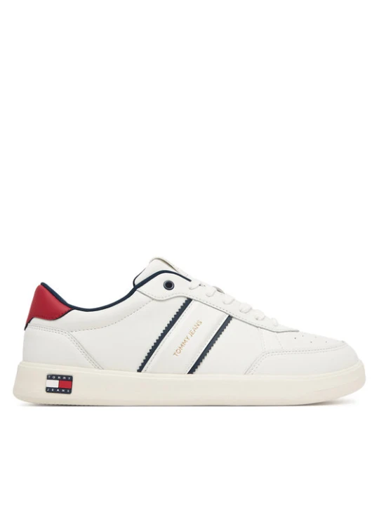 Zdjęcie produktu Sneakersy Tommy Jeans Lightweight Flag Leather Court EM0EM01758 Biały
