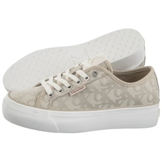 Zdjęcie produktu Sneakersy Vulc Flatform Jacquard Aop Natural Jacquard YW0YW01965 0GA (CK671-a) Calvin Klein