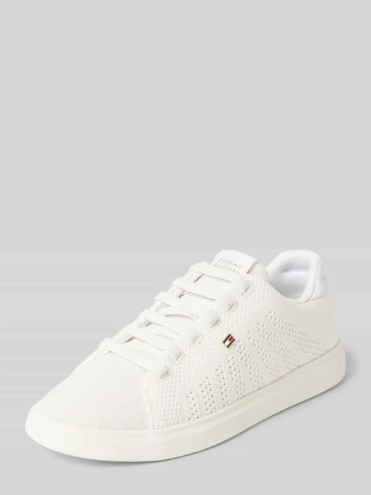 Zdjęcie produktu Sneakersy w imitacji dzianiny z detalem z logo Tommy Hilfiger Złamany biały