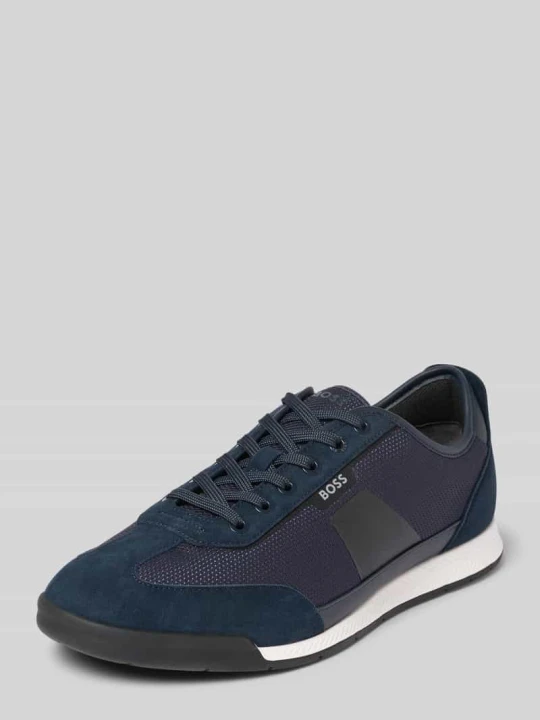 Zdjęcie produktu Sneakersy w niskim kroju z obszyciem ze skóry model 'Nitan' Boss Granatowy