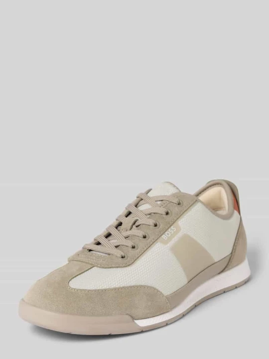 Zdjęcie produktu Sneakersy w niskim kroju z obszyciem ze skóry model 'Nitan' Boss Beżowy