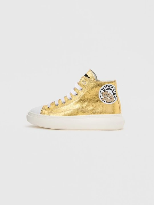 Zdjęcie produktu Sneakersy wysokie MOSCHINO metaliczna czerń