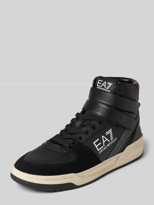 Zdjęcie produktu Sneakersy wysokie z nadrukami z logo model ‘BASELINE BASKET’ EA7 Emporio Armani Czarny