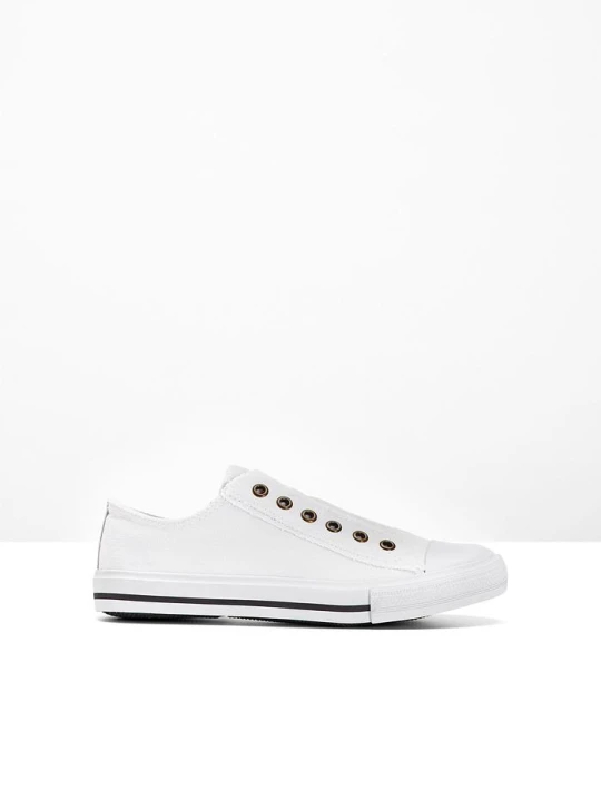 Zdjęcie produktu Sneakersy wsuwane z bawełnianego płótna BonPrix biały