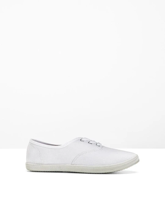 Zdjęcie produktu Sneakersy z bawełnianego płótna BonPrix biały