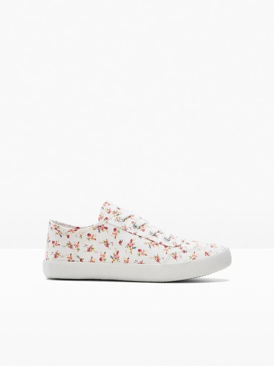 Zdjęcie produktu Sneakersy z bawełnianego płótna BonPrix biały