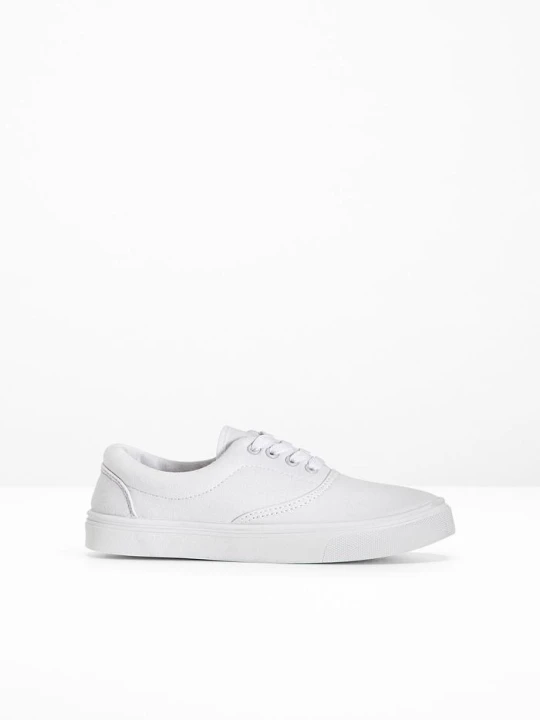 Zdjęcie produktu Sneakersy z bawełnianego płótna BonPrix biały