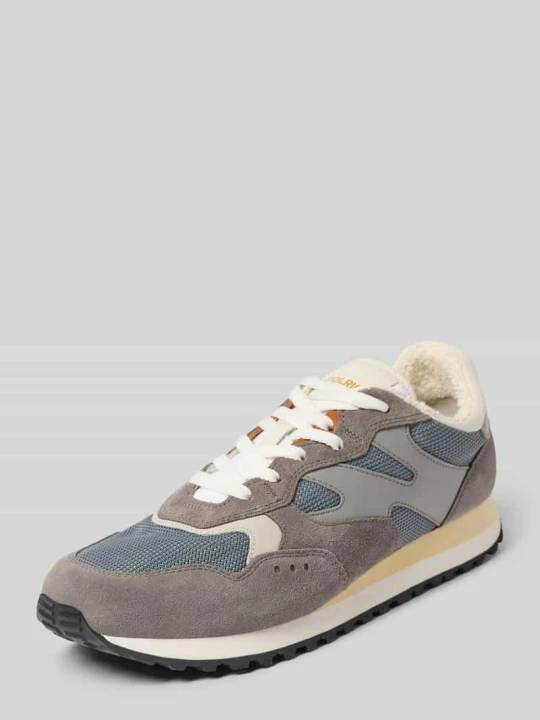 Zdjęcie produktu Sneakersy z mieszanka skóry z detal z logo model 'Gravel' Woolrich Średnioszary