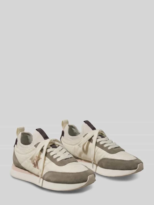 Zdjęcie produktu Sneakersy z mieszanki skóry i nylonu z wyhaftowanym logo Calvin Klein Beżowy