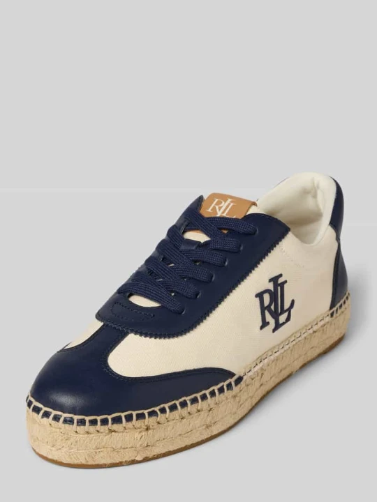 Zdjęcie produktu Sneakersy z mieszanki skóry i tkaniny model ‘LUIZE’ Lauren Ralph Lauren Granatowy
