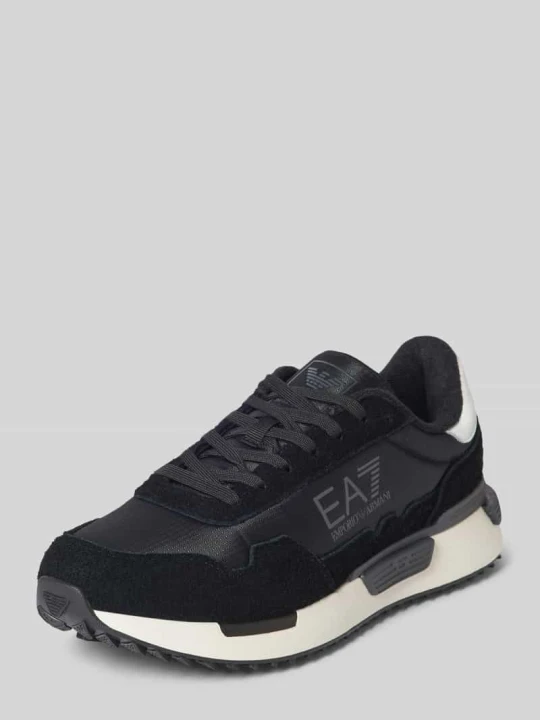 Zdjęcie produktu Sneakersy z mieszanki skóry i tkaniny model ‘VINTAGE RUNNING’ EA7 Emporio Armani Czarny