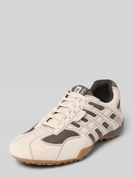 Zdjęcie produktu Sneakersy z mieszanki skóry z detalem z logo model 'Snake' Geox Piaskowy