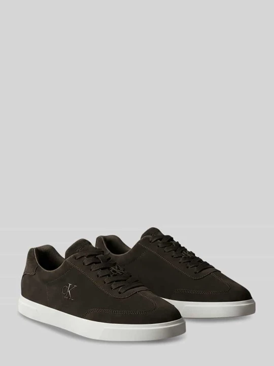 Zdjęcie produktu Sneakersy z naturalnej skóry bydlęcej z detalami z logo Calvin Klein Ciemnobrązowy