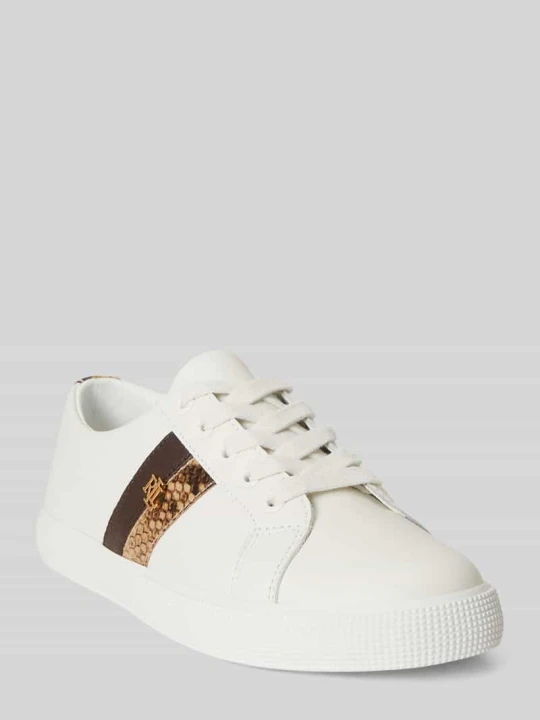 Zdjęcie produktu Sneakersy z naturalnej skóry z detalem z logo Lauren Ralph Lauren Biały