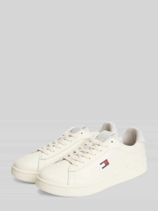 Zdjęcie produktu Sneakersy z naturalnej skóry z nadrukiem z logo Tommy Jeans Écru