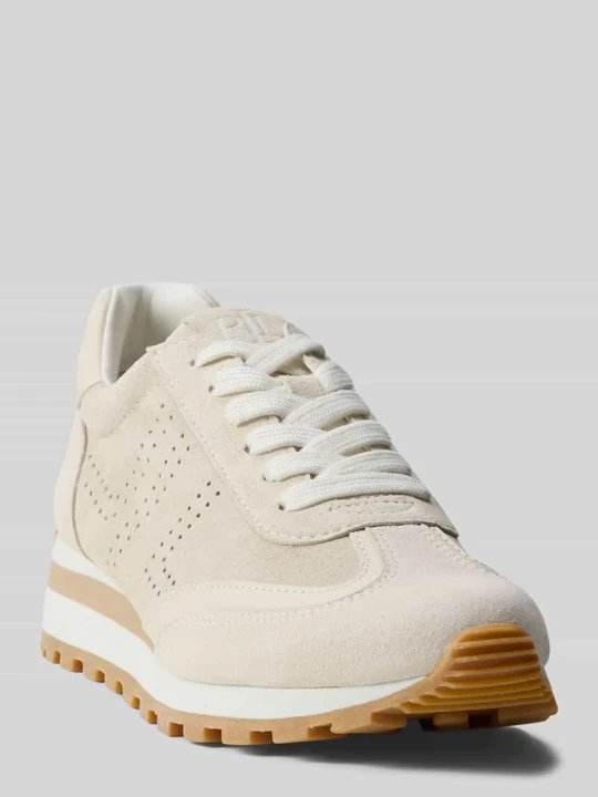 Zdjęcie produktu Sneakersy z naturalnej skóry z wytłaczanym logo Lauren Ralph Lauren Piaskowy