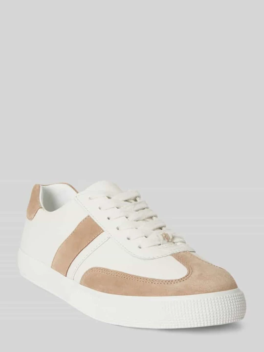 Zdjęcie produktu Sneakersy z naturalnej skóry z wytłaczanym logo Lauren Ralph Lauren Biały