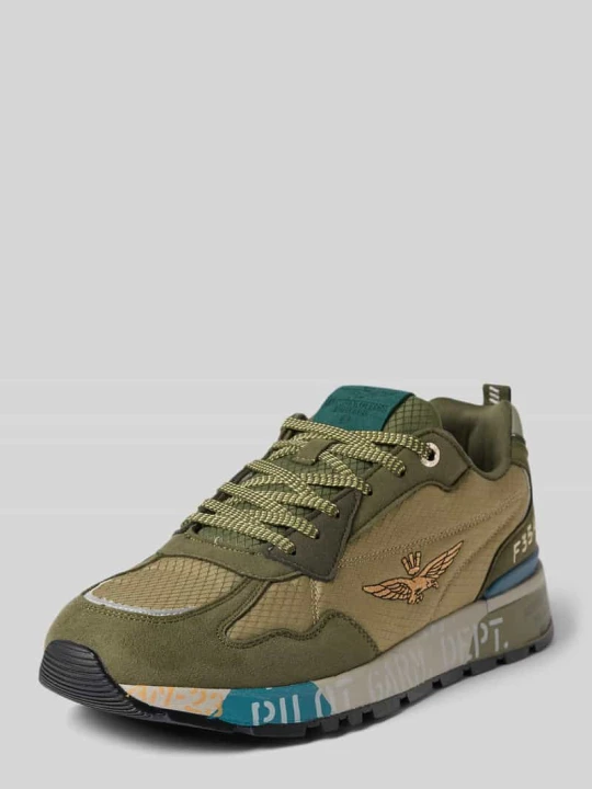 Zdjęcie produktu Sneakersy z wyhaftowanym logo model 'Napoli' Aeronautica Militare Zielony