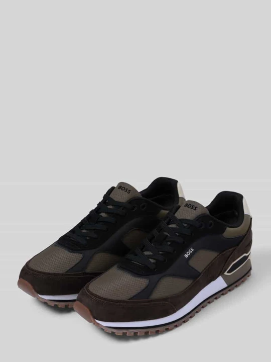 Zdjęcie produktu Sneakersy ze skóry bydlęcej nappa z detalami z logo Hugo Średnioszary