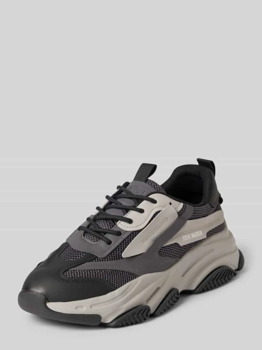 Zdjęcie produktu Sneakersy ze skóry bydlęcej nappa z podeszwą na platformie Steve Madden Średnioszary
