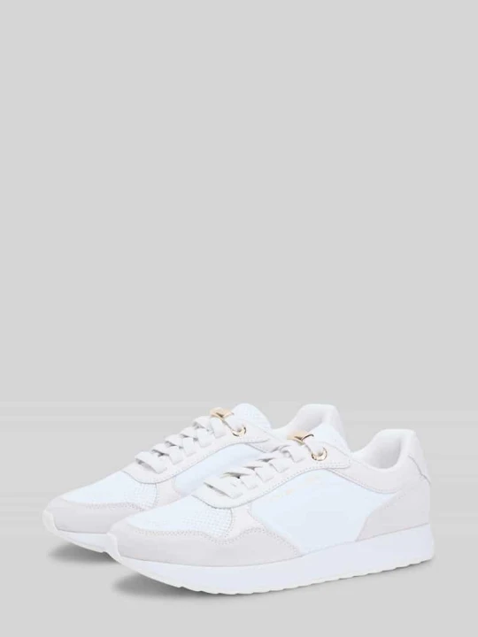 Zdjęcie produktu Sneakersy ze skóry welurowej z detalami z siateczki Tommy Hilfiger Biały