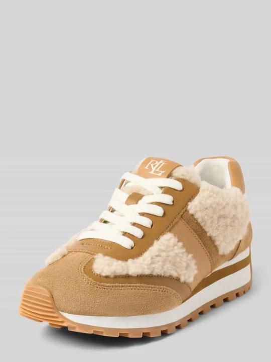 Zdjęcie produktu Sneakersy ze skóry z futerkiem model ‘DANI’ Lauren Ralph Lauren Piaskowy