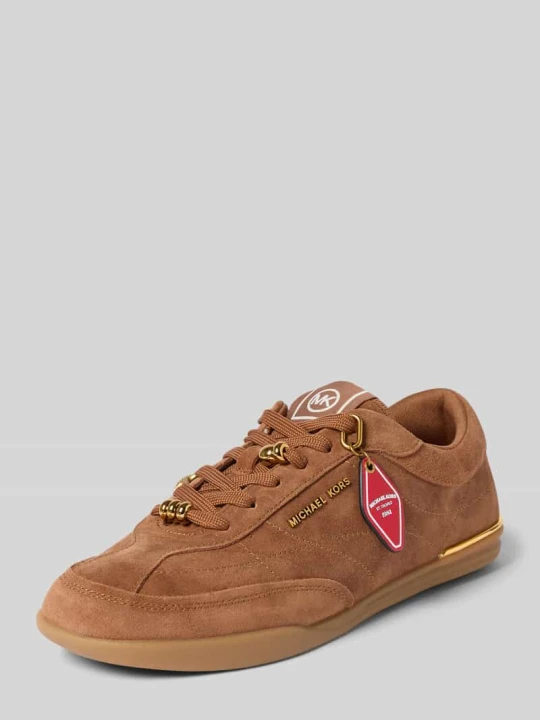 Zdjęcie produktu Sneakersy ze skóry z ozdobnymi perełkami model 'NOLAN LACE UP' Michael Kors Koniakowy