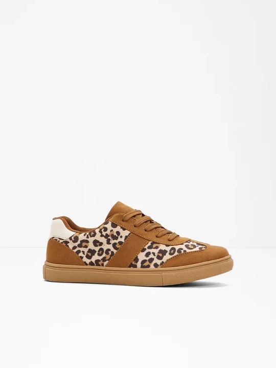 Zdjęcie produktu Sneakersy ze wzorem w panterkę BonPrix brązowy