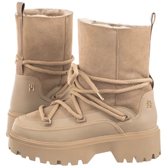 Zdjęcie produktu Śniegowce Real Shearling Lace-Up Snowboot Beige FW0FW08085 AEG (TH1210-a) Tommy Hilfiger
