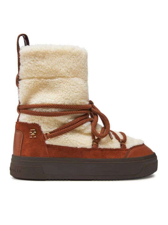 Zdjęcie produktu Śniegowce Tommy Hilfiger Lace-Up Faux Shearling Snowboot FW0FW08252 Beżowy