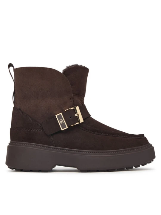 Zdjęcie produktu Śniegowce Tommy Hilfiger Th Buckle Shearling Snow Boot FW0FW09687 Brązowy ciemny