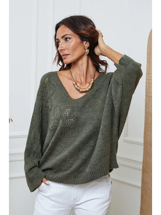 Zdjęcie produktu So Cachemire Sweter "Arobaz" w kolorze khaki rozmiar: L
