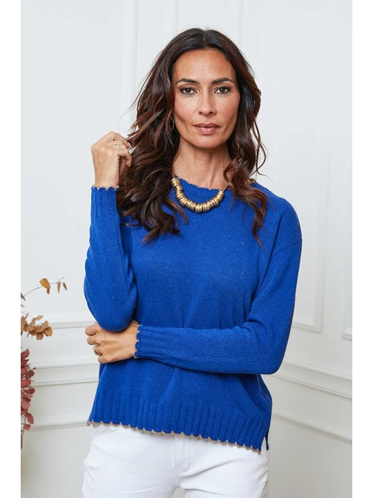 Zdjęcie produktu So Cachemire Sweter "Kedis" w kolorze niebieskim rozmiar: XL