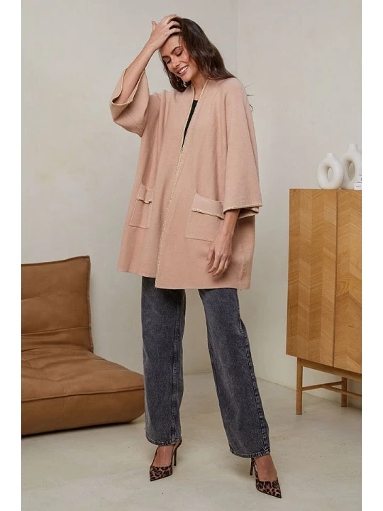 Zdjęcie produktu Soft Cashmere Kardigan w kolorze jasnobrązowym rozmiar: 38 / 40