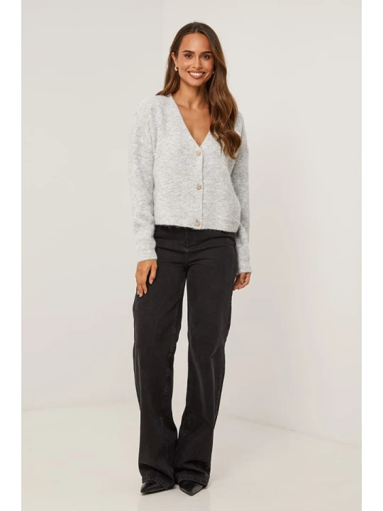 Zdjęcie produktu Soft Cashmere Kardigan w kolorze jasnoszarym rozmiar: 38/40