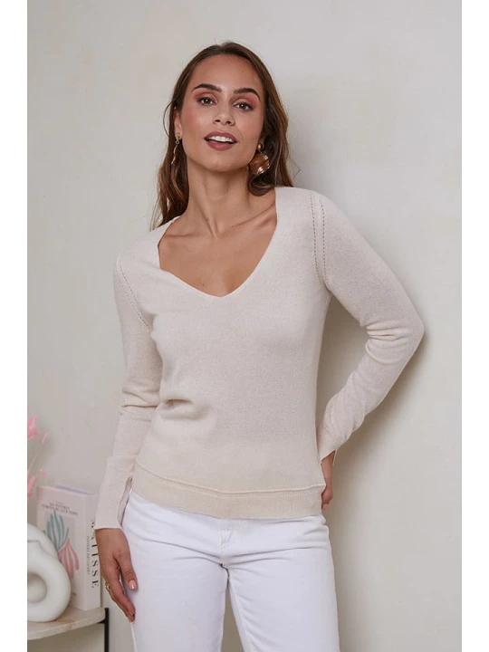Zdjęcie produktu Soft Cashmere Kaszmirowy sweter w kolorze kremowym rozmiar: 32