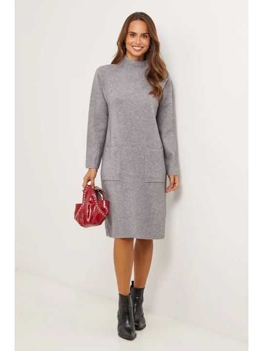 Zdjęcie produktu Soft Cashmere Sukienka dzianinowa w kolorze szarym rozmiar: 38/40