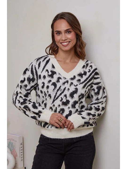 Zdjęcie produktu Soft Cashmere Sweter w kolorze biało-czarnym rozmiar: 34/36