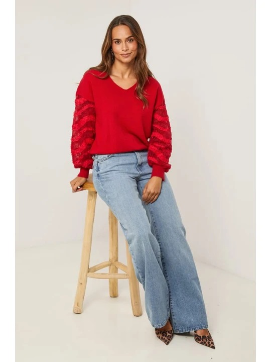 Zdjęcie produktu Soft Cashmere Sweter w kolorze czerwonym rozmiar: 38 / 40