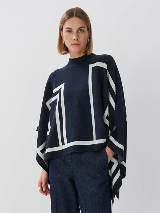 Zdjęcie produktu Someday Ponczo w kolorze granatowo-białym rozmiar: onesize