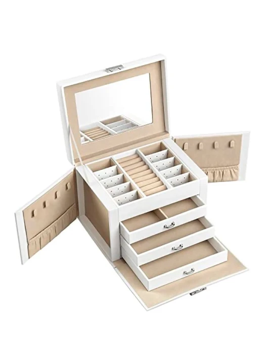 Zdjęcie produktu Songmics Szkatułka w kolorze biało-beżowym - 22, 5 x 16, 5 x 17, 5 cm rozmiar: onesize