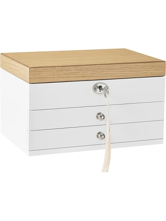 Zdjęcie produktu Songmics Szkatułka w kolorze biało-jasnobrązowym - 25 x 15 x 17 cm rozmiar: onesize