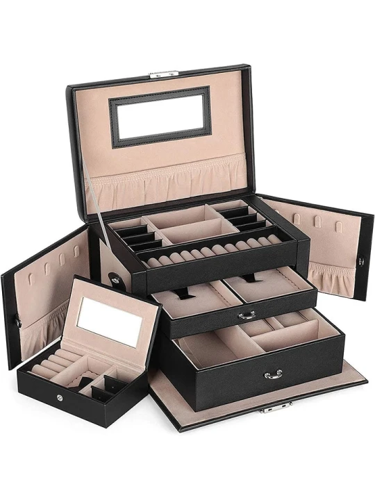 Zdjęcie produktu Songmics Szkatułka w kolorze czarno-beżowym - 26 x 17 x 18 cm rozmiar: onesize
