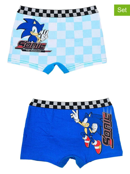 Zdjęcie produktu Sonic Bokserki (2 pary) "Sonic" w kolorze niebieskim ze wzorem rozmiar: 134 / 140