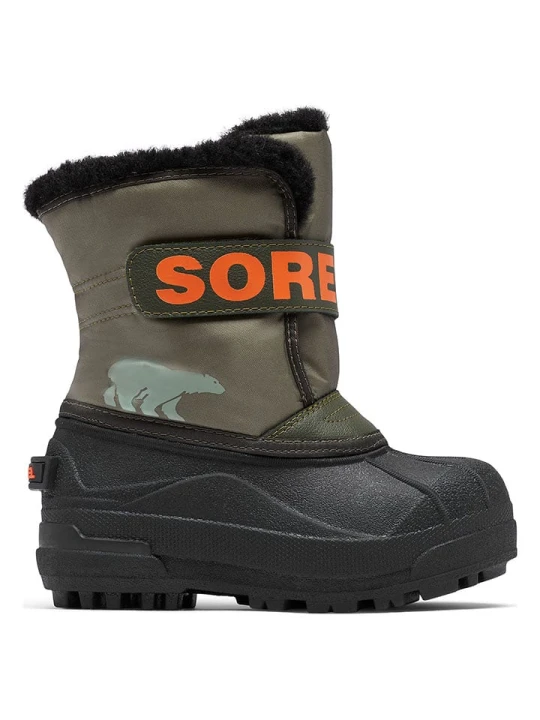 Zdjęcie produktu Sorel Botki zimowe "Snow Commander" w kolorze szaro-czarno-pomarańczowym rozmiar: 30