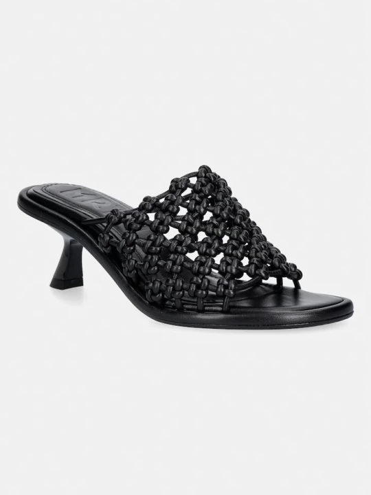Zdjęcie produktu Souliers Martinez klapki na wysokim obcasie damskie skórzane MARIZA czarny