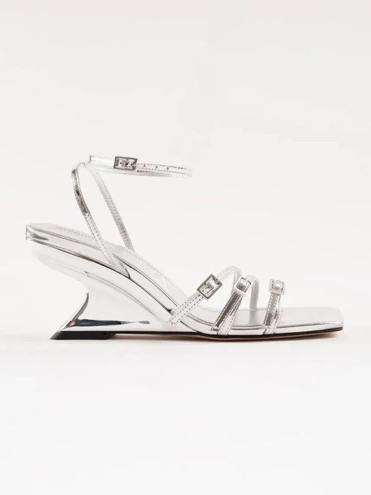 Zdjęcie produktu Souliers Martinez sandały na koturnie skórzane EDEN srebrny